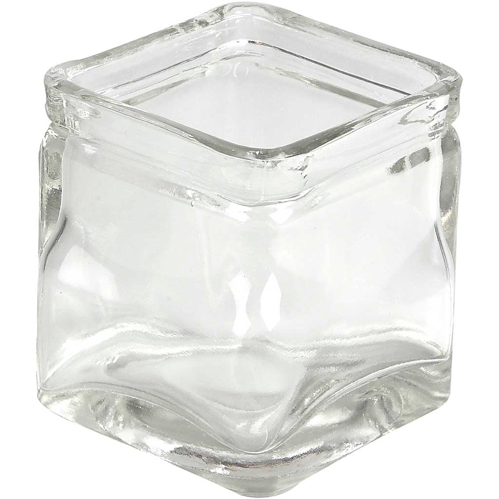Square Candle Holder, H: 8 cm, size 7,5x7,5 cm, 12 pc/ 1 pack