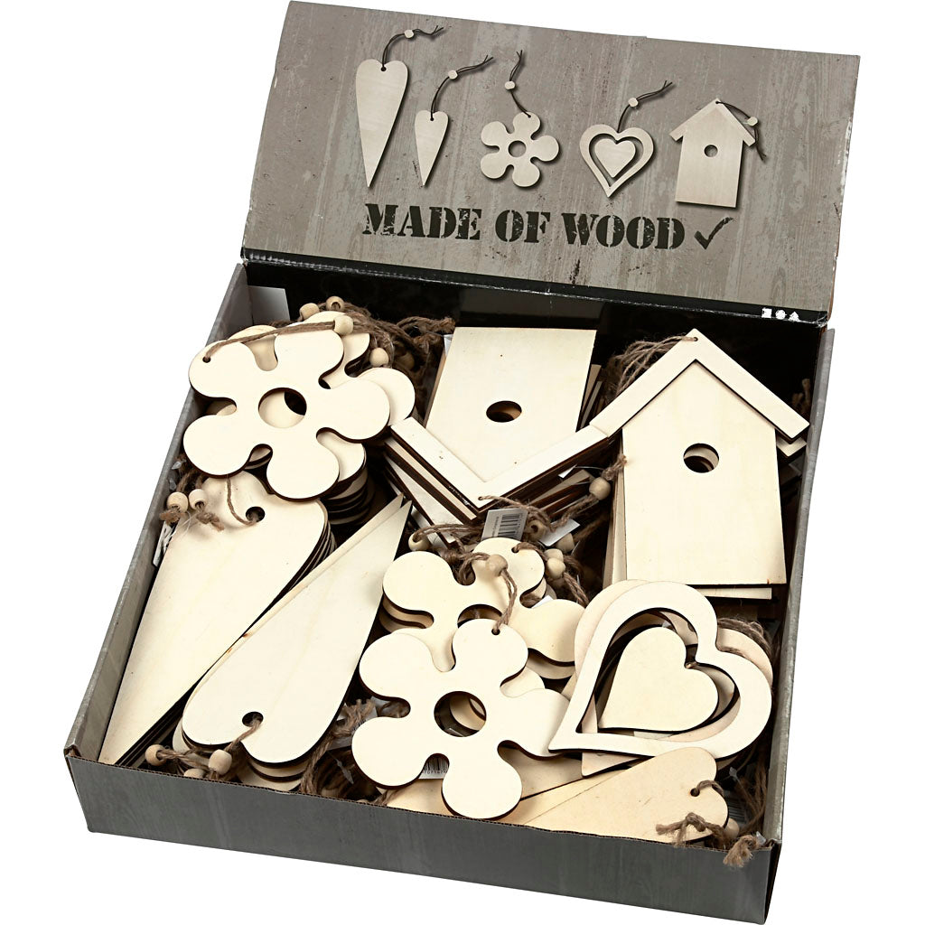 Wooden Ornament, size 6,5-21,5 cm, thickness 5 mm, 100 pc/ 1 pack