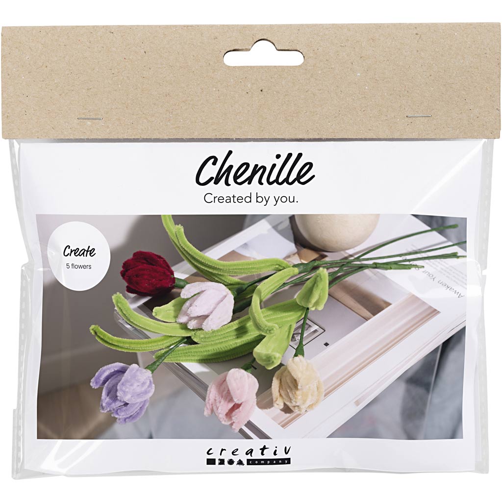 Mini Craft Kit Pipe Cleaner Flower, Tulips, assorted colours, 1 pack