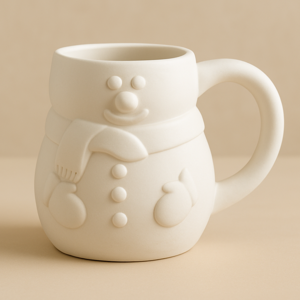 Christmas Snowman Mug with Scarf and Gloves β Bisque Blanks x6