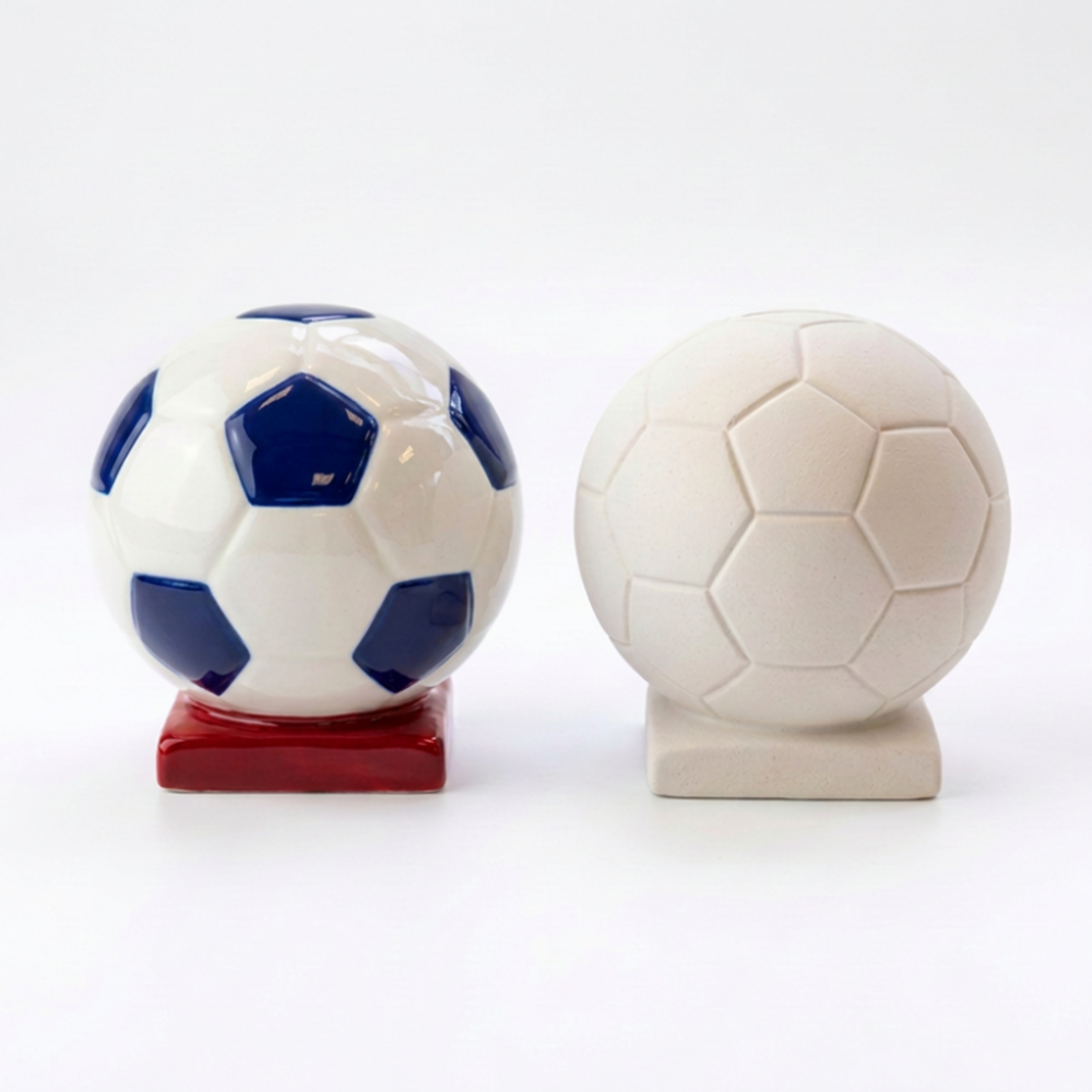 Football Money Box on Stand β Bisque Blanks x6
