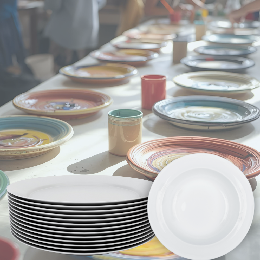 Rimmed Plate 23 cm – Bisque Blanks – Box of 12