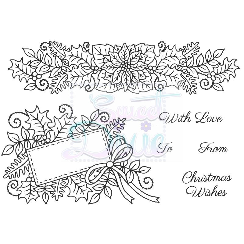 SD Floral Christmas Border and Tag