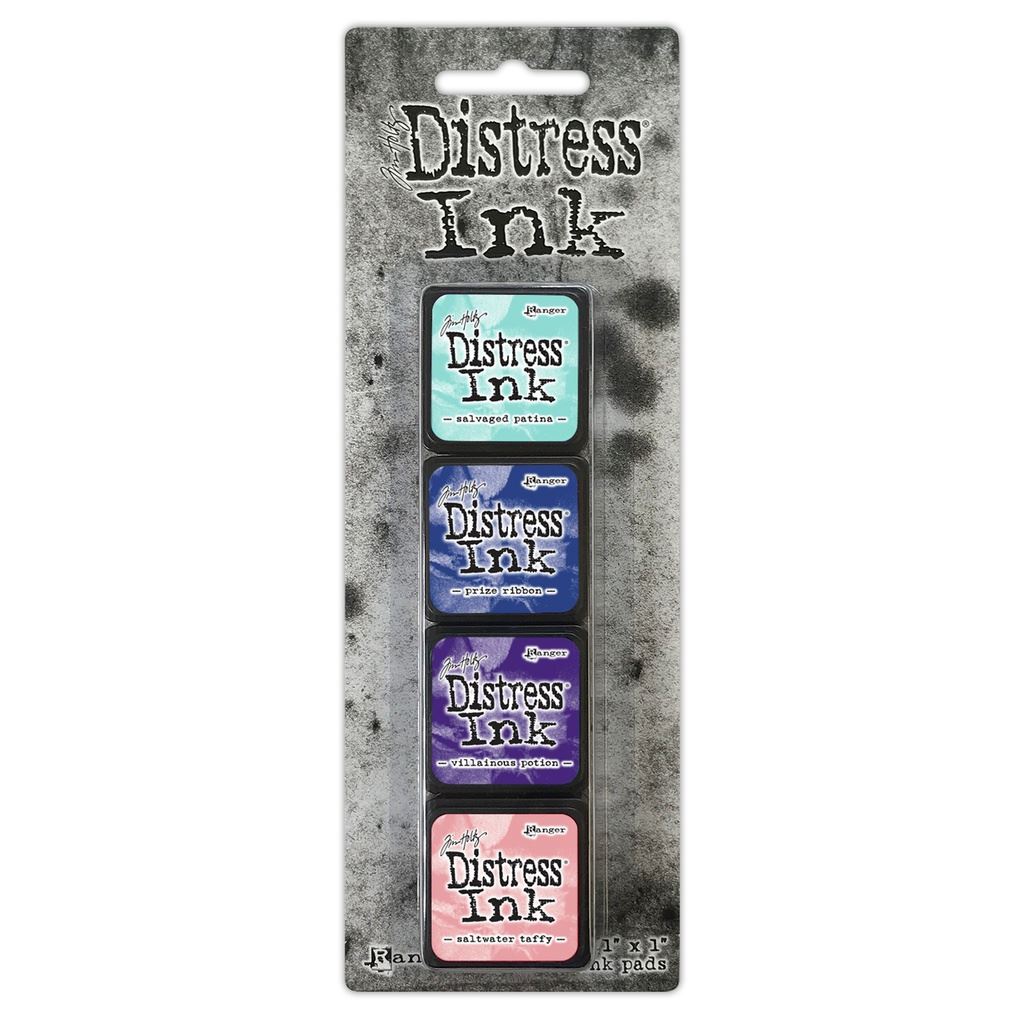 Tim Holtz Distress Mini Ink Kit 17 (Savaged Patina/Prize Ribbon/Villainous Potion/Saltwater Taffy)