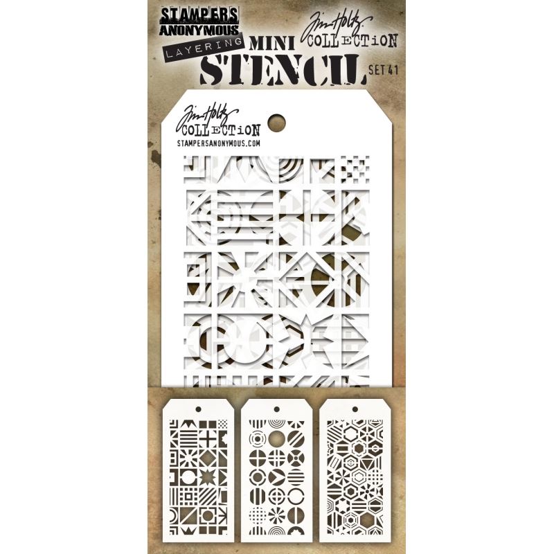 Tim Holtz - Mini Stencil Set 41 (3 Ea.)Stencils