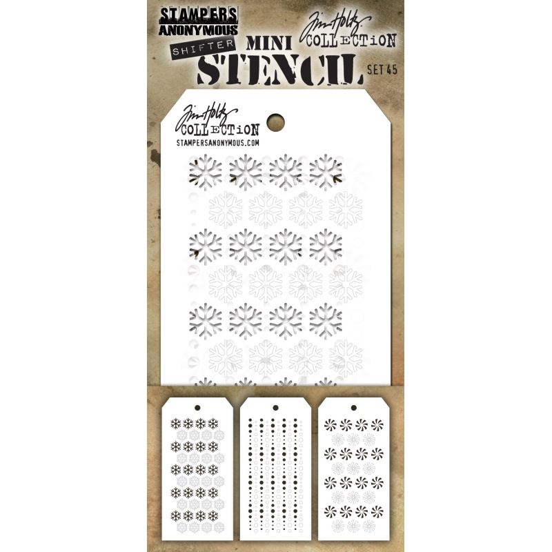 Tim Holtz - MINI STENCIL SET 45 (3 EA.)Stencils