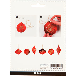 Cross Stitch Card, christmas ornament, H: 8,5-12 cm, hole size 3 mm, metallic gold, 8 pc/ 1 pack