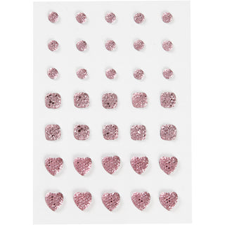 Rhinestones, round, square, heart, size 6+8+10 mm