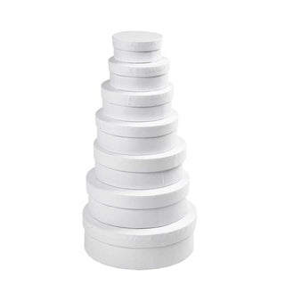 Round Box Set, H: 4+4,5+5+5,5+6+6,5+7 cm, dia. 8,5+10,5+12,5+14,5+16,5+18,5+21,5 cm, white, 7 pc/ 1 set