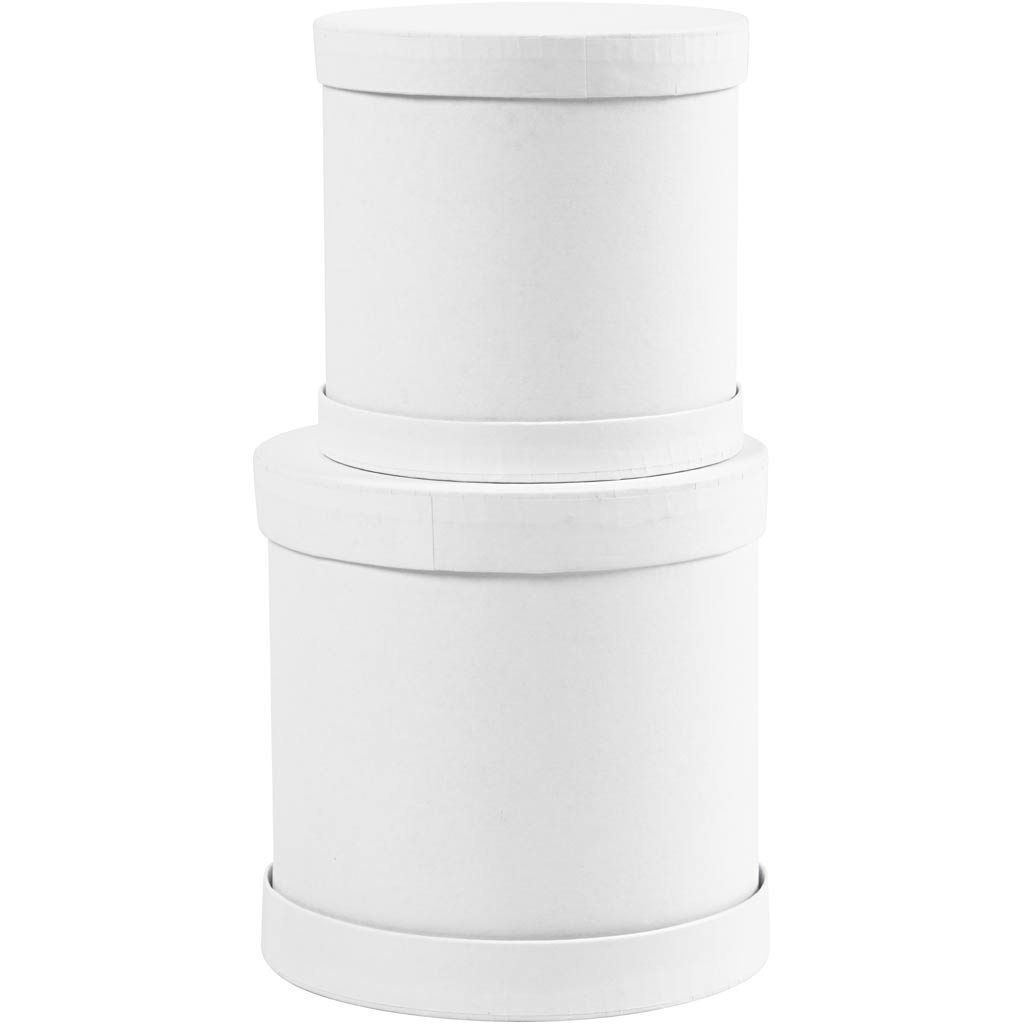 Drum boxes, H: 11+13 cm, dia. 11+13 cm, white, 1 set