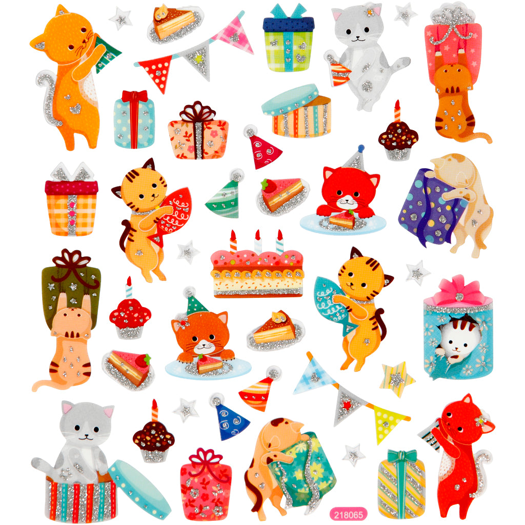 Self-Adhesive Plastic Stickers with Shiny Foil Details – 15x16.5 cm, 1 Sheet