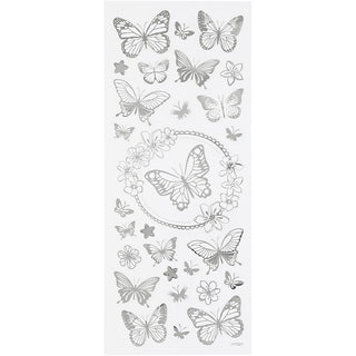 Self-Adhesive Stickers in Silver Foil on Clear Plastic Film – 10x24 cm, 1 Sheet