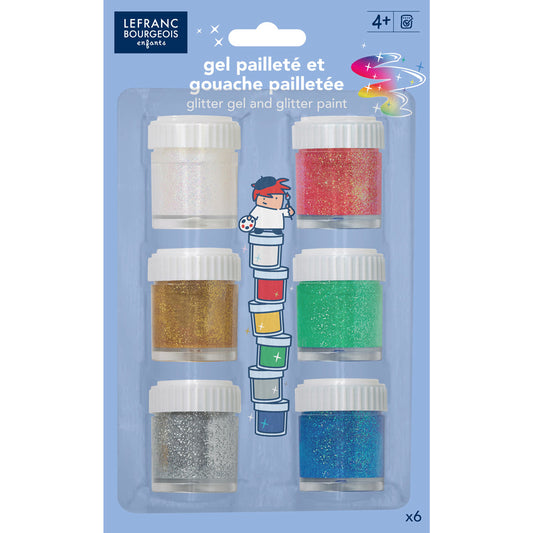 Lefranc Bourgeois Enfants Glitter Gel 6 x 22ml