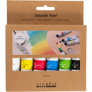 Gouache Paint, standard colours, 6x20 ml/ 1 pack