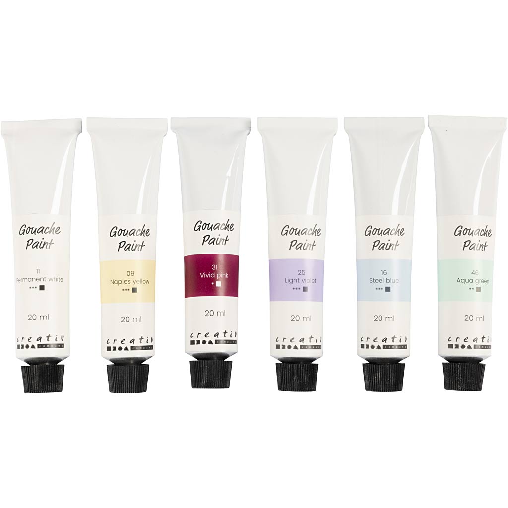Gouache Paint, pastel colours, 6x20 ml/ 1 pack