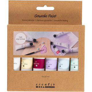 Gouache Paint, pastel colours, 6x20 ml/ 1 pack