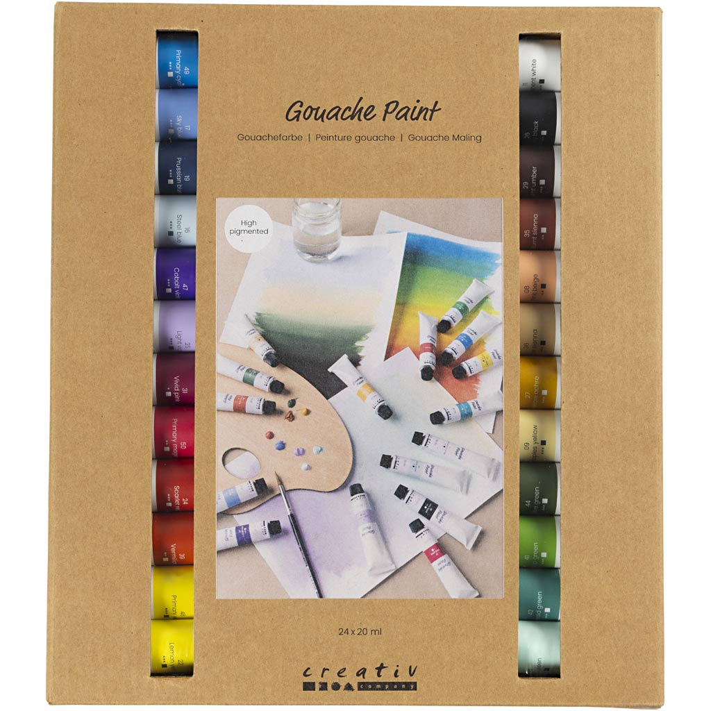 Gouache Paint, assorted colours, 24x20 ml/ 1 pack