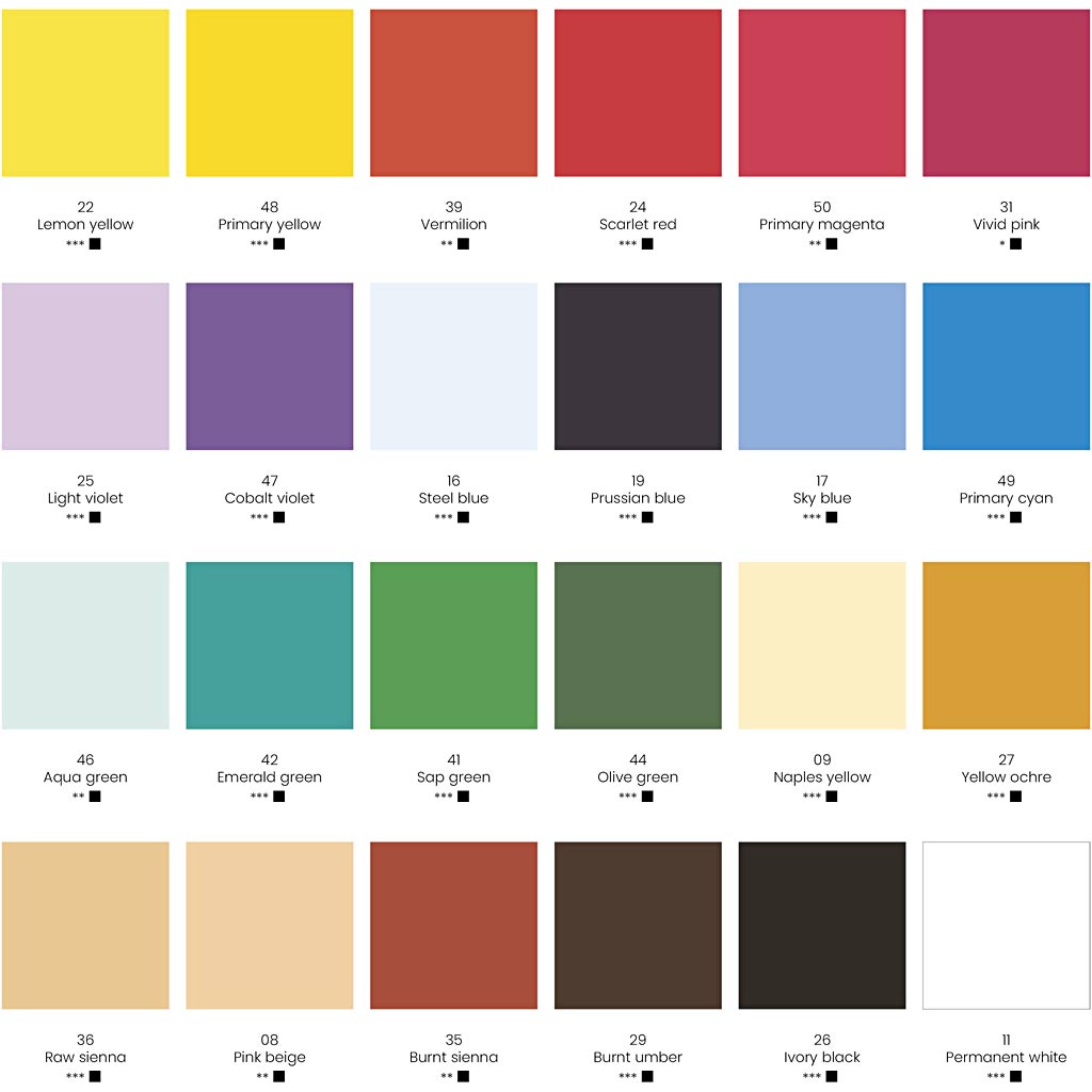 Gouache Paint, assorted colours, 24x20 ml/ 1 pack