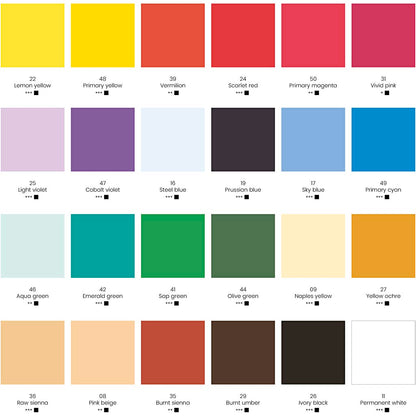 Gouache Paint, assorted colours, 24x20 ml/ 1 pack