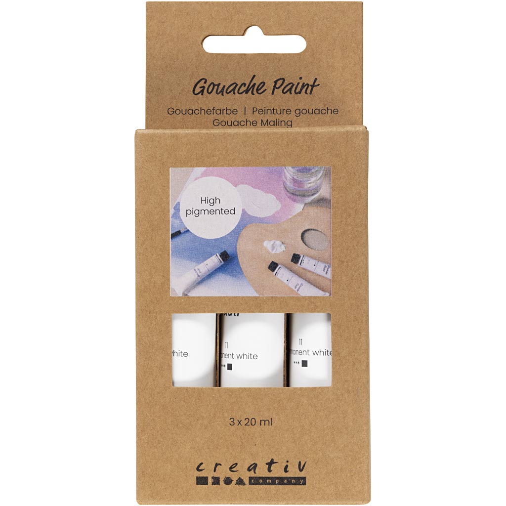 Gouache Paint, white, 3x20 ml/ 1 pack