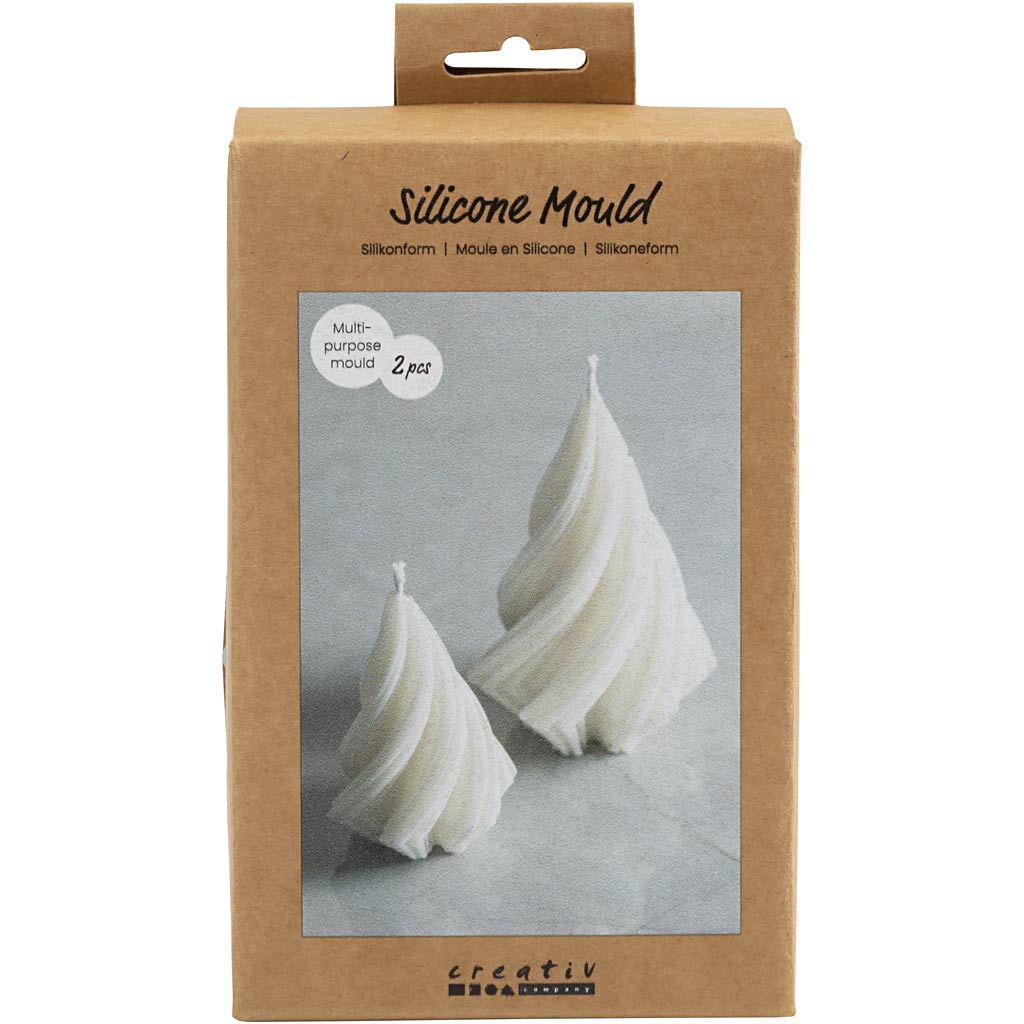 Silicone Mould, Christmas trees, H: 8+11 cm, dia. 5+7 cm, 2 pc/ 1 pack