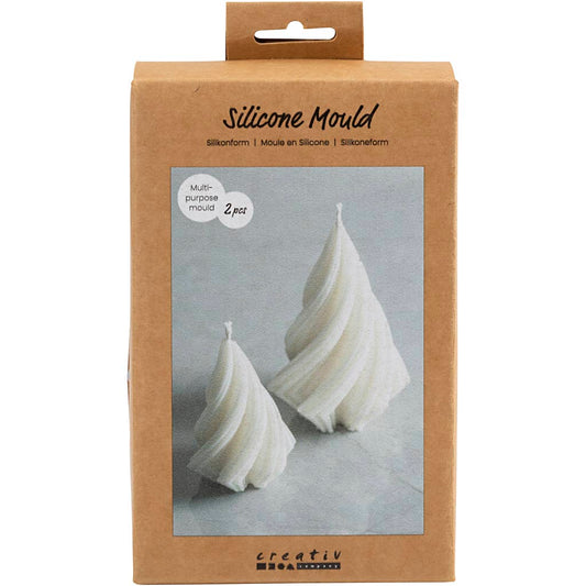 Silicone Mould, Christmas trees, H: 8+11 cm, dia. 5+7 cm, 2 pc/ 1 pack