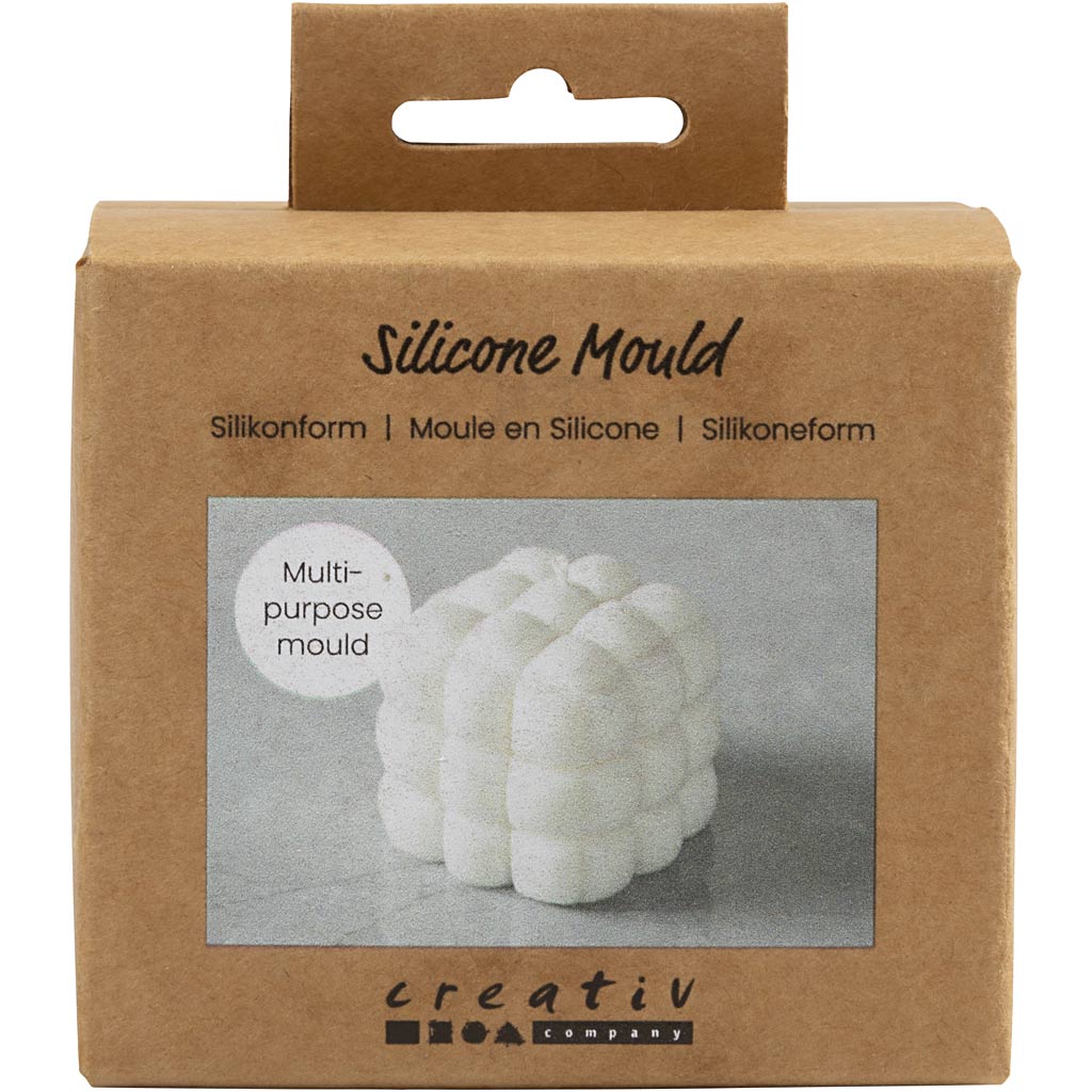 Silicone Mould, Square with bubbles, H: 5 cm, dia. 6 cm, W: 6 cm, 1 pc/ 1 pack