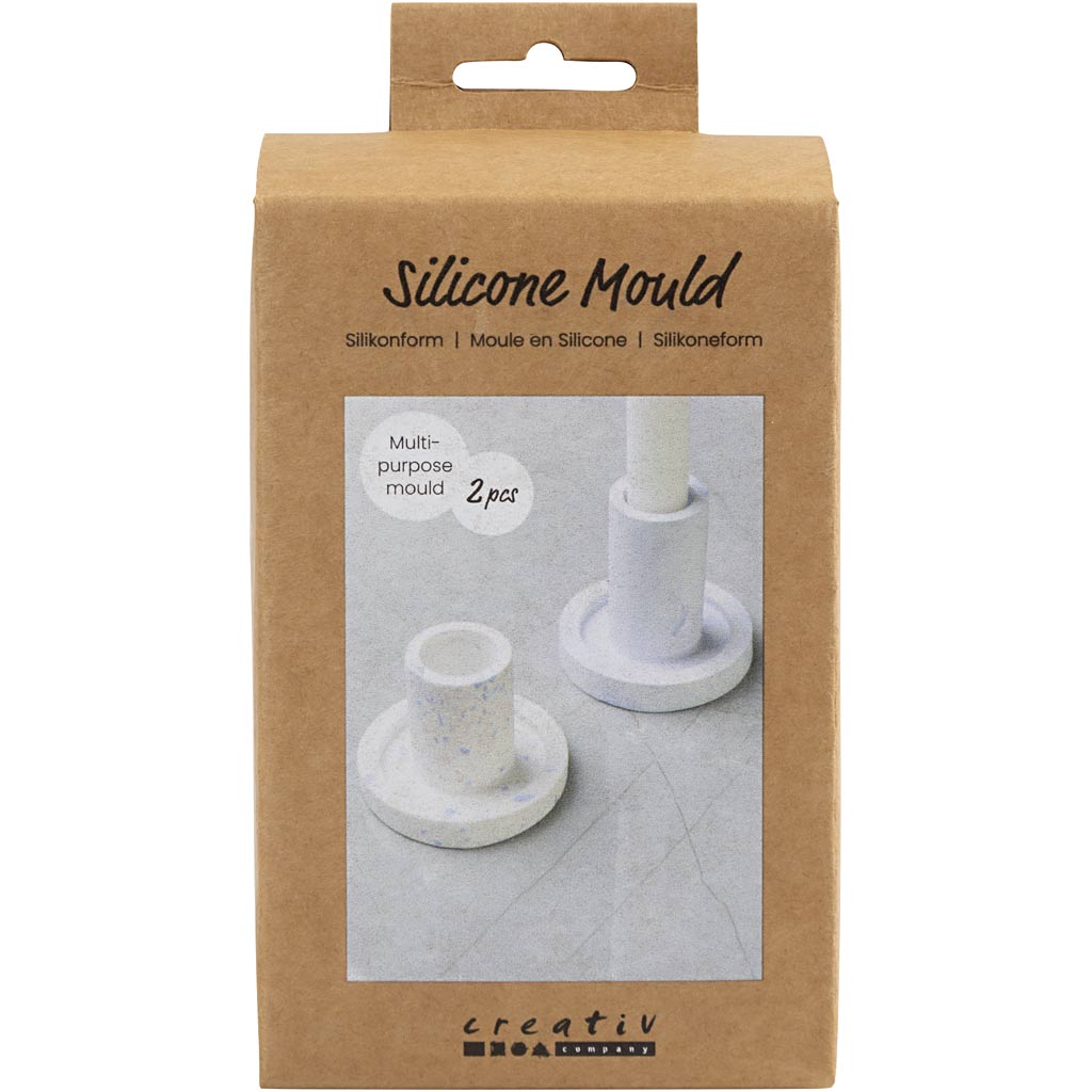 Silicone Mould, Candle Light Holder, H: 6,5+7,5 cm, dia. 7,3 cm, 2 pc/ 1 pack