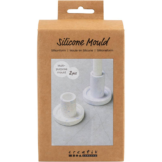 Silicone Mould, Candle Light Holder, H: 6,5+7,5 cm, dia. 7,3 cm, 2 pc/ 1 pack