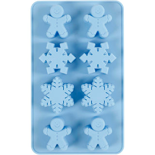 Silicone Mould, ice crystals and cookie men, H: 2,5 cm, L: 3 cm, W: 4,5 cm, 12,5 ml, 1 pc