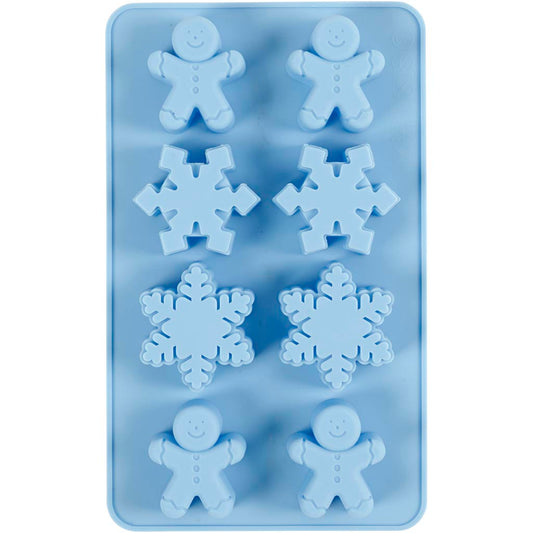 Silicone Mould, ice crystals and cookie men, H: 2,5 cm, L: 3 cm, W: 4,5 cm, 12,5 ml, 1 pc