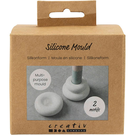 Silicone Mould, Donut-shaped candle holders, H: 2+3,8 cm, dia. 6+6,2 cm, matt transparent, 1 pc/ 1 pack