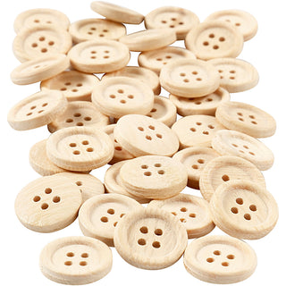 Wooden Buttons, dia. 18 mm, 4 holes, 40 pc/ 1 pack