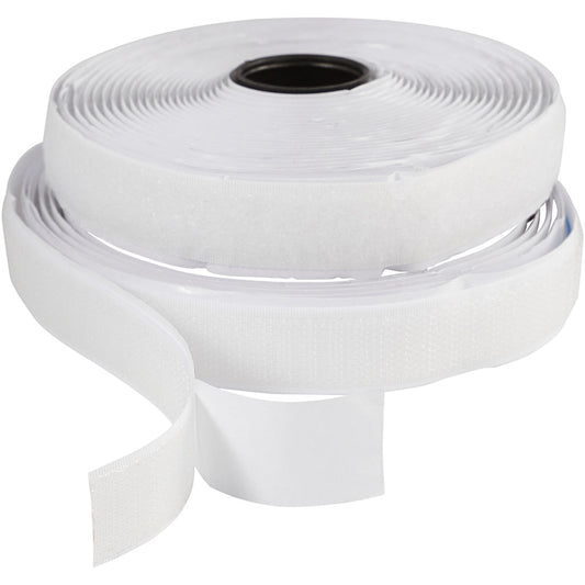 Hook & Loop, self-adhesive, W: 20 mm, white, 5 m/ 1 roll