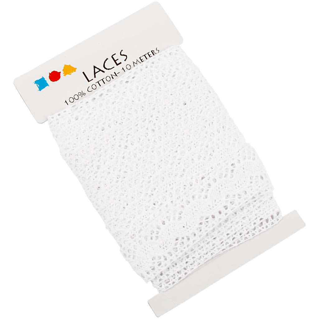 Crochet Lace Border , W: 30 mm, white, 10 m/ 1 roll