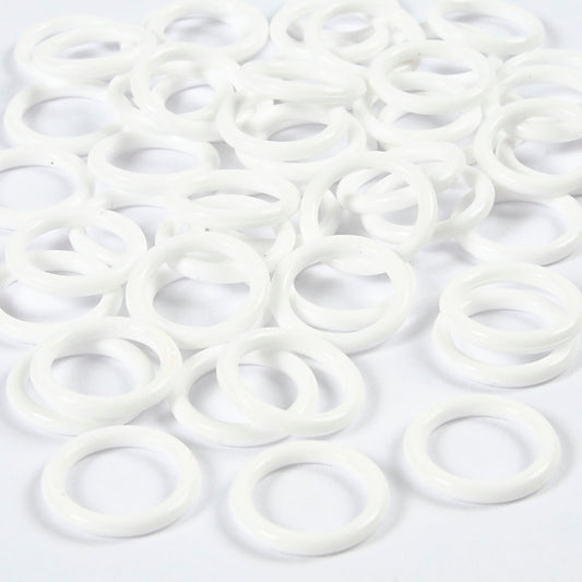 Plastic Ring, size 15 mm, thickness 2 mm, white, 50 pc/ 1 pack