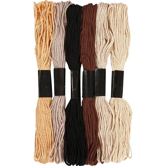 Embroidery Thread, thickness 1 mm, natural, 6 bundle/ 1 pack