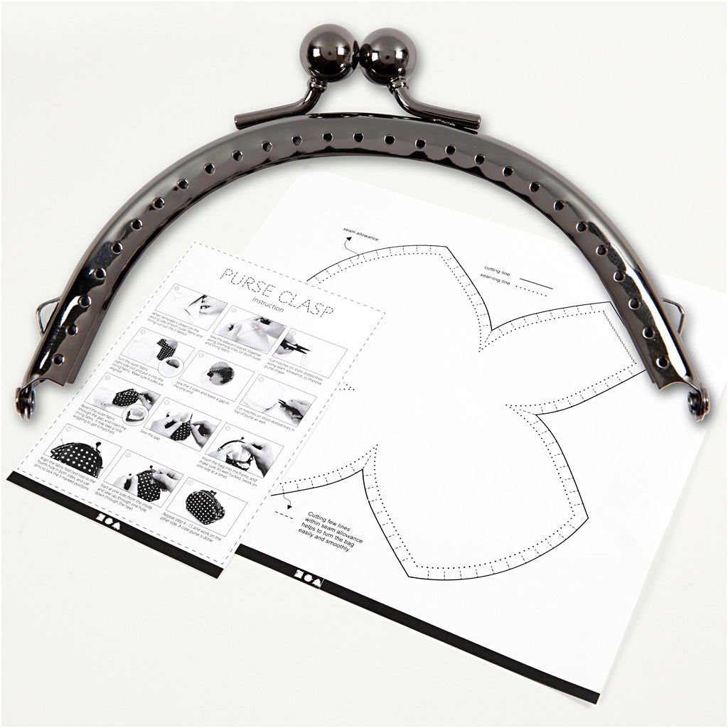 Purse Clasp Kit, size 10 cm, antique silver, 1 pc