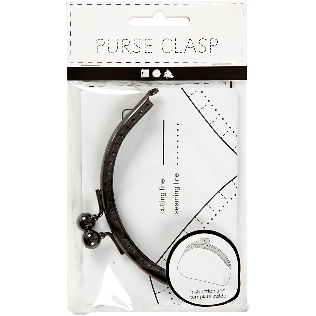 Purse Clasp Kit, size 10 cm, antique silver, 1 pc