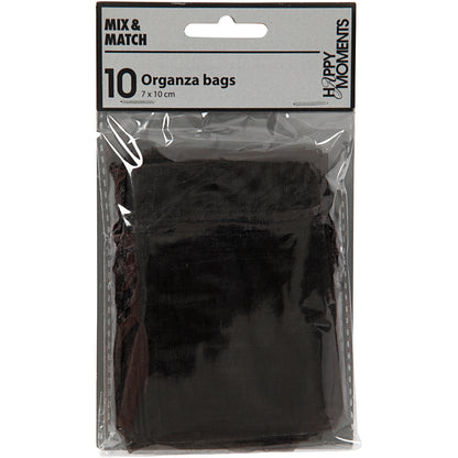Organza Bags, size 7x10 cm, black, 10 pc/ 1 pack