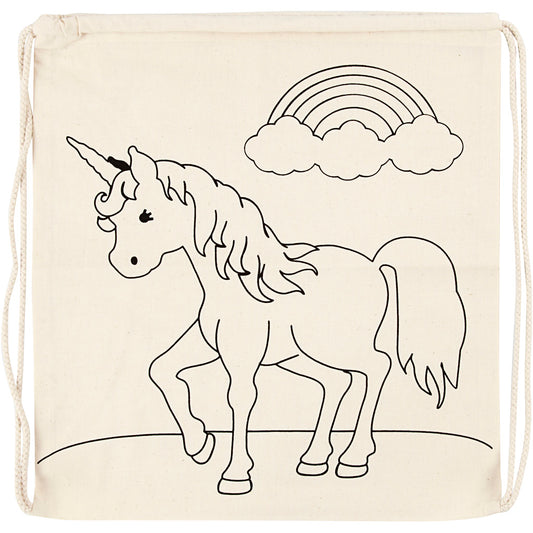 Gym bag, unicorns, size 37x41 cm, 110 g, light natural, 1 pc