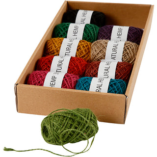 Natural Hemp, thickness 1-2 mm, assorted colours, 10x30 m
