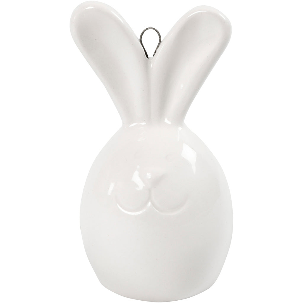 Rabbit, H: 6,7 cm, dia. 3,6 cm, white, 3 pc/ 1 pack