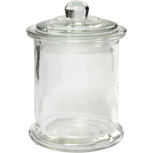 Jar with lid, H: 14,5 cm, dia. 8 cm, 10 pc/ 1 pack