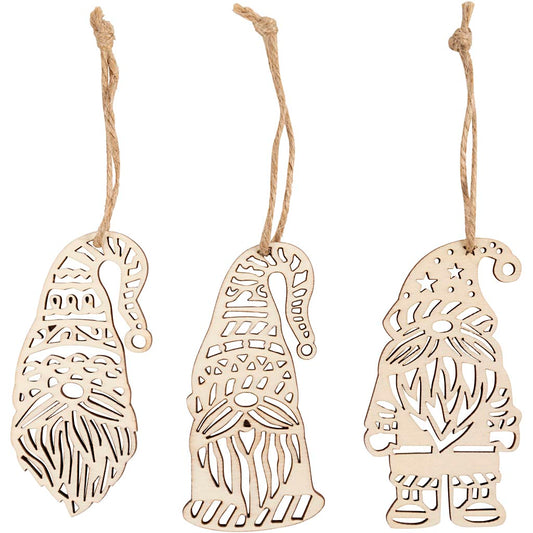Scandinavian Santa Gnome, H: 8 cm, W: 4 cm, 6 pc/ 1 pack