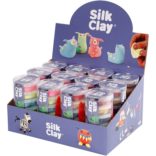 Silk Clay®, neon colours, standard colours, 12 set/ 1 pack