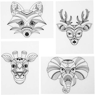 Shrink plastic sheets with motifs, Wild animals, sheet 10,5x14,5 cm, thickness 0,3 mm, matt transparent, 4 sheet-
