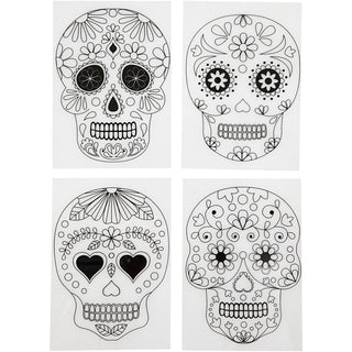 Shrink plastic sheets with motifs, Skulls, sheet 10,5x14,5 cm, thickness 0,3 mm, matt transparent, 4 sheet-