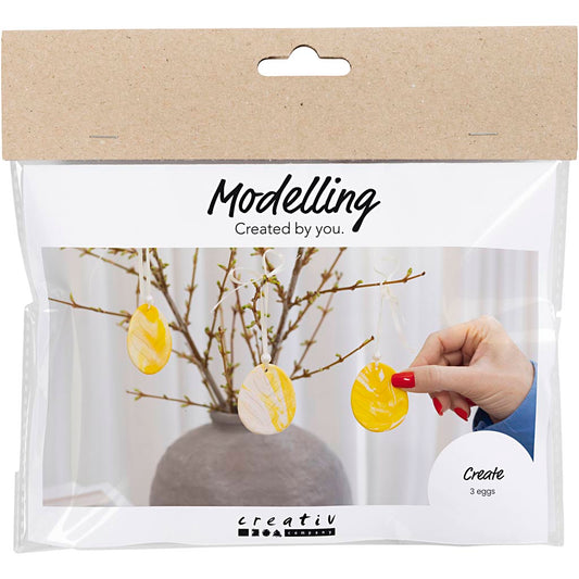 Mini Craft Kit Modelling, egg, light yellow, pastel colours, 1 pack
