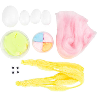 Mini Craft Kit Modelling, Easter Family, light blue, orange, pastel pink, light yellow, 1 pack